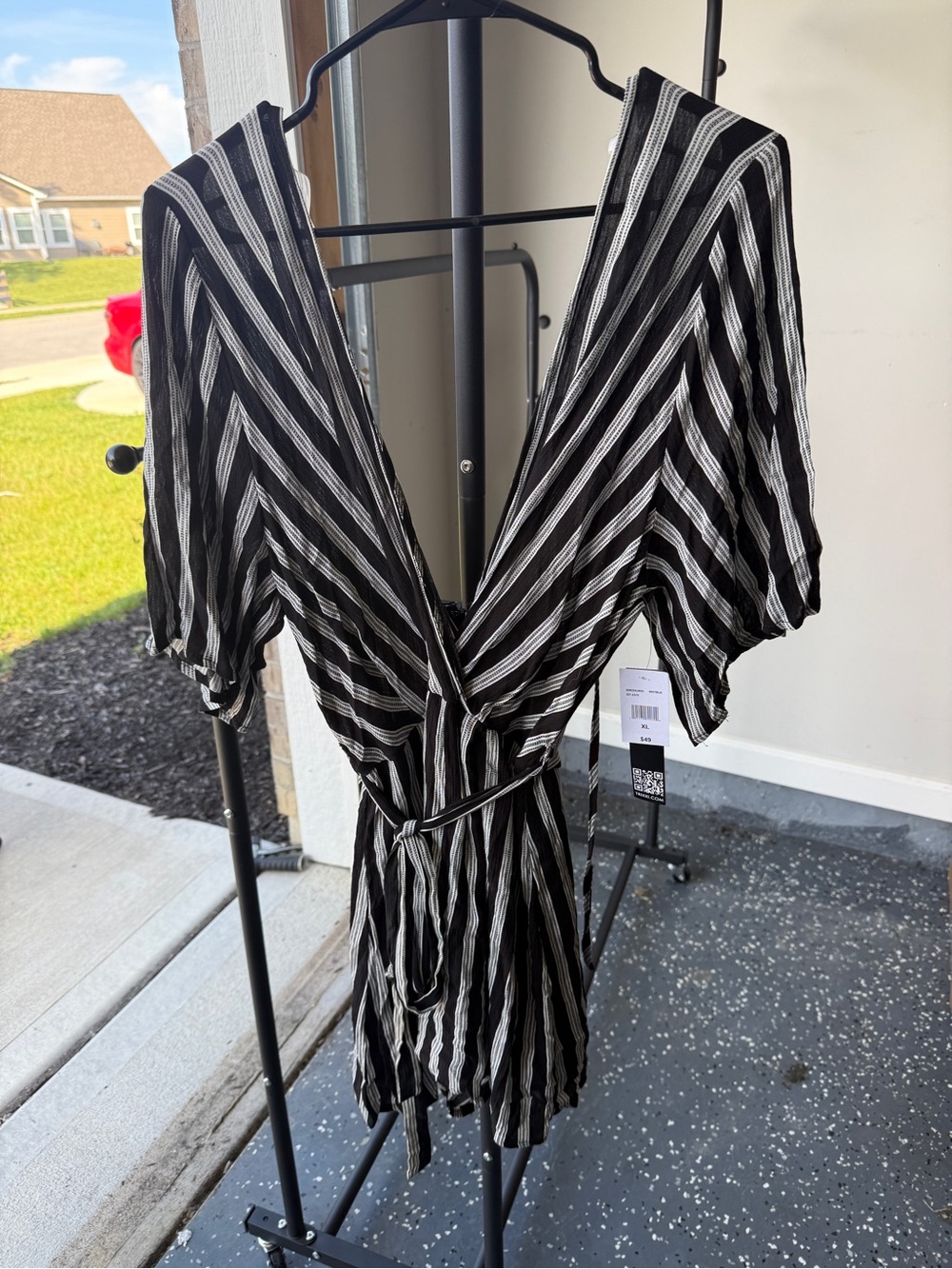 Trixxi Black & White Striped V-Neck Romper